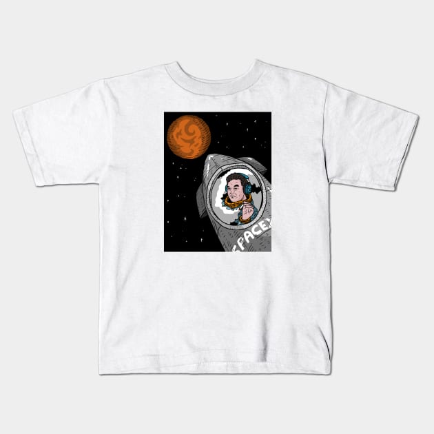 Elon Musk Rides SpaceX Starship To Mars Fan Artwork Black Background Kids T-Shirt by AstroGearStore